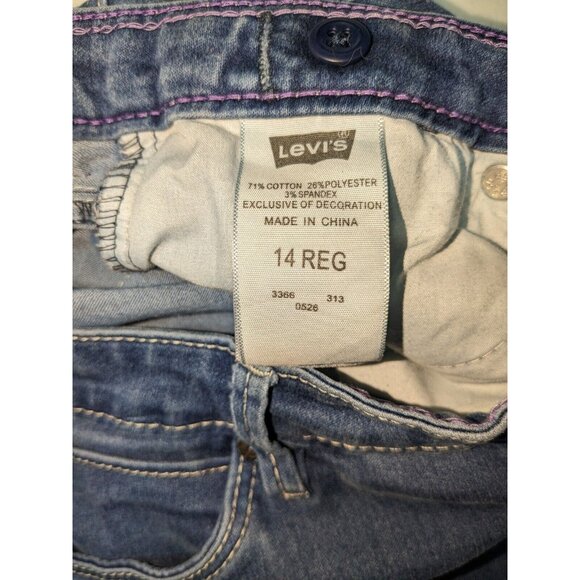 Levi's Girls Distressed Super Stretchy Denim Leggings 14 Jeggings Dark Blue Wash - Picture 8 of 9